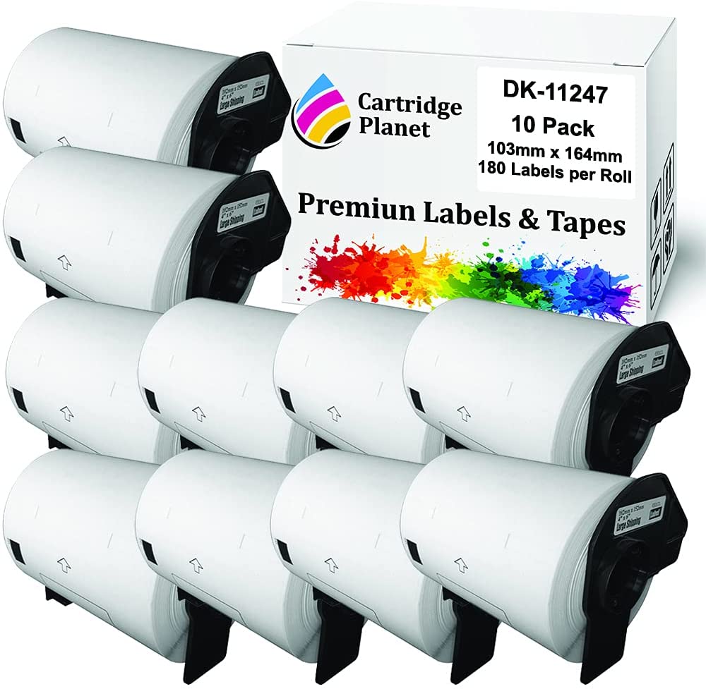 Dk Labels 10 Pack Compatible Label Roll for Brother DK-11247 DK11247 103mm x 164 ...